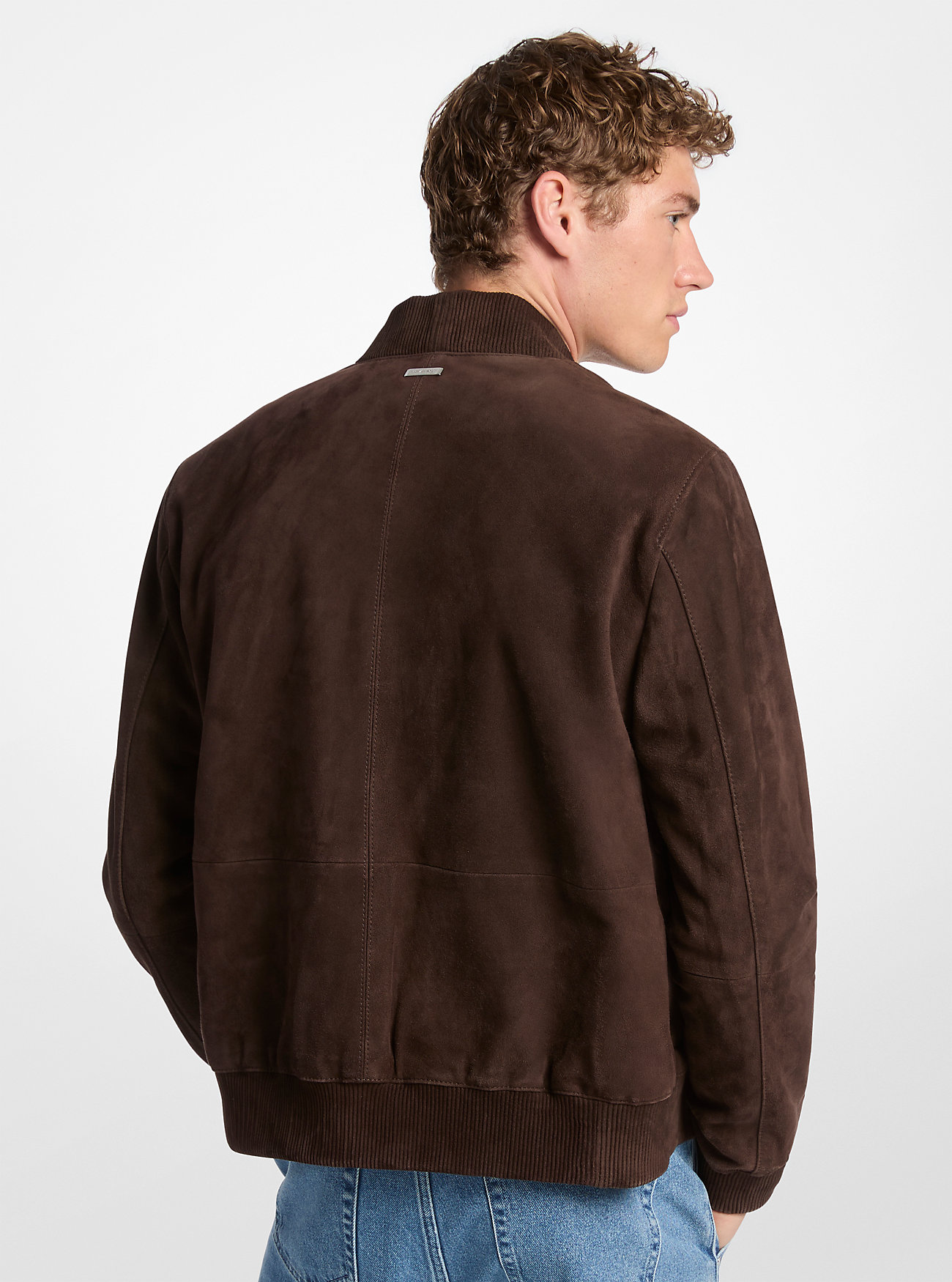 Giacca bomber in pelle scamosciata - CIOCCOLATO