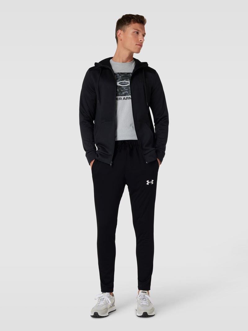 Sweatjacke mit Logo-Detail Modell 'Fleece' in schwarz