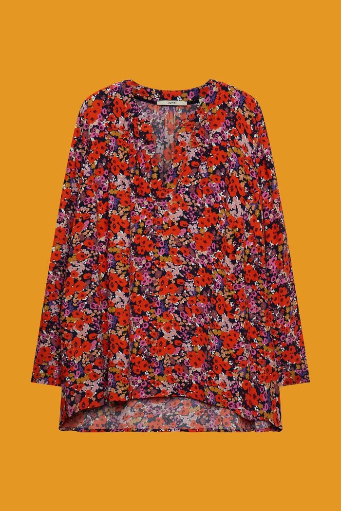 Florale Bluse mit V-Ausschnitt