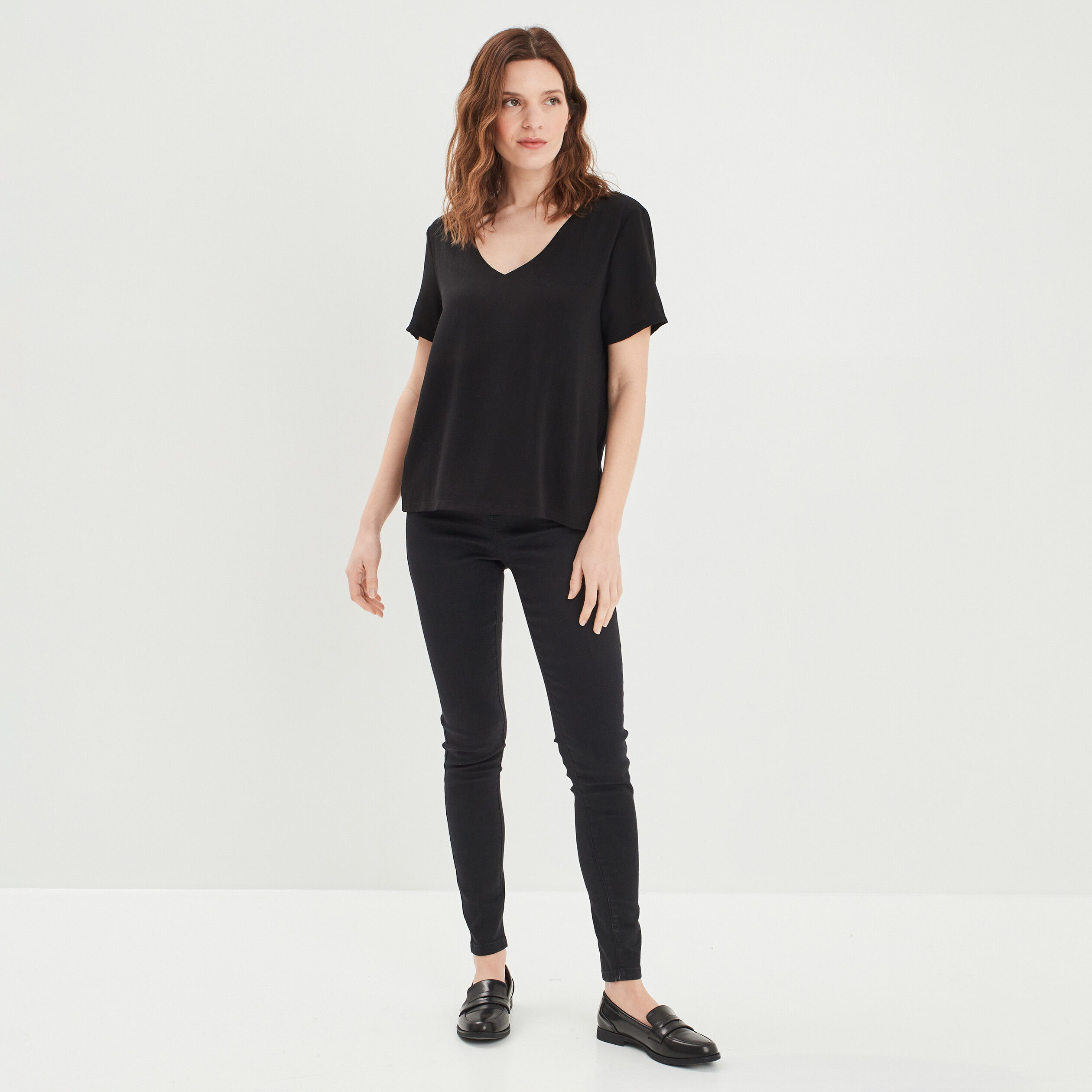 Jeans skinny taille haute noir femme | La Halle