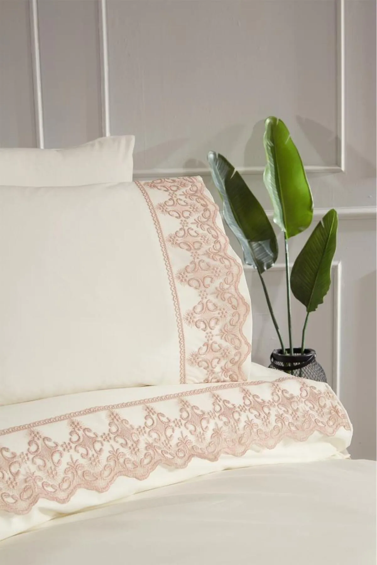 Çeyiz Diyarı  Bettwäsche Doppelbett - Beige - Gestreift