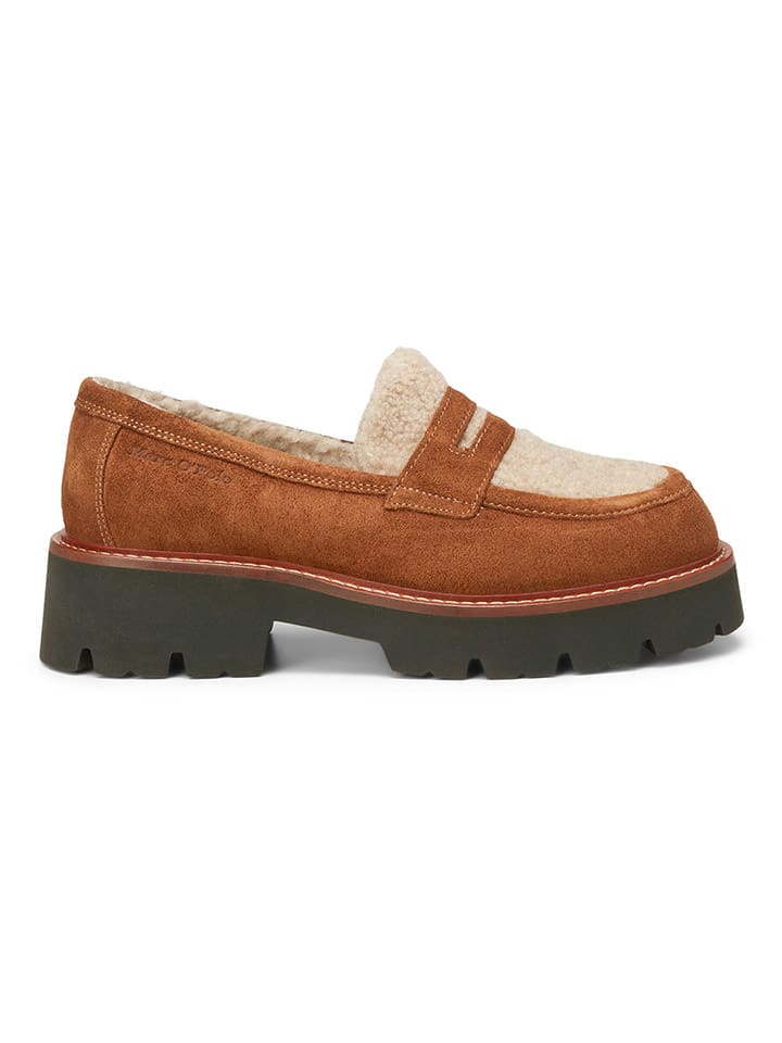 Marc O'Polo Shoes Leder-Mokassins in Hellbraun günstig kaufen
