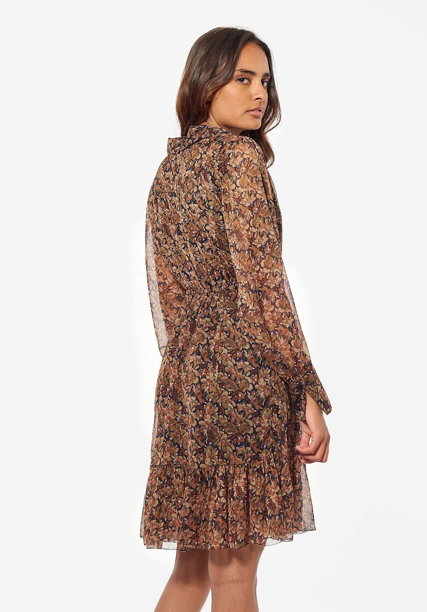NAWA   Robe fleurie marron Femme