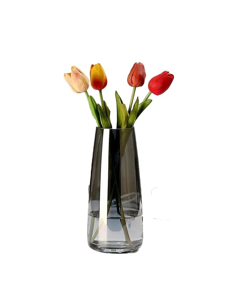 aikidio Bodenvase Glasvase Konische Vase Blumenpflanze Knospenvasen Kristallklare (1 St), Desktop-Vasenkunst, niedliches Weiß