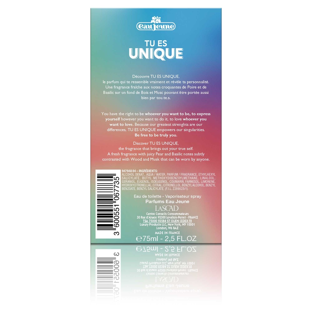 eau jeune Eau Jeune - Eau de Toilette Tu es Unique 75ml Eau de toilette unisexe 75ml