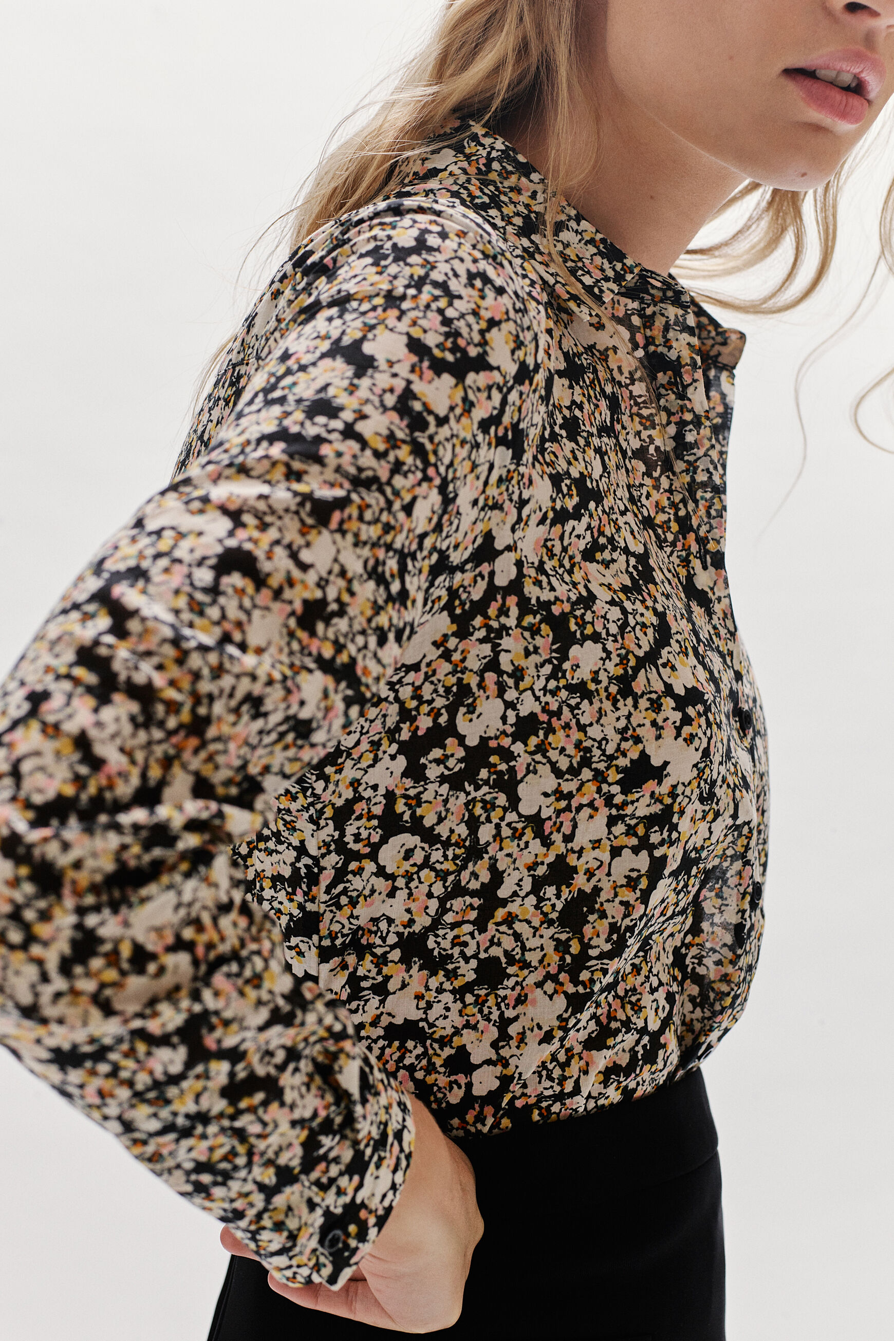 chemisier jessica fleurs noir femme