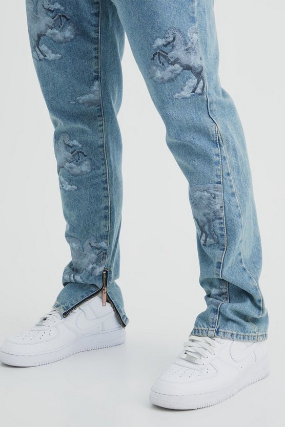 Slim-Fit Jeans mit Print