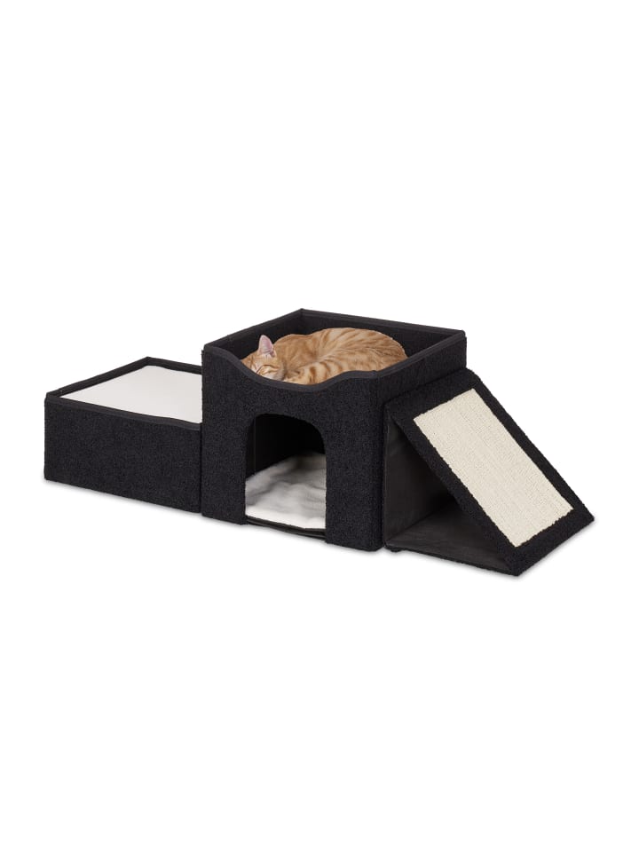 relaxdays Katzenhöhle in Schwarz - (B)112 x (H)36,5 x (T)41 cm günstig kaufen onesize