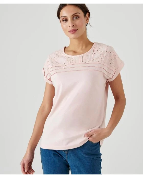 Tee-shirt détails broderie anglaise