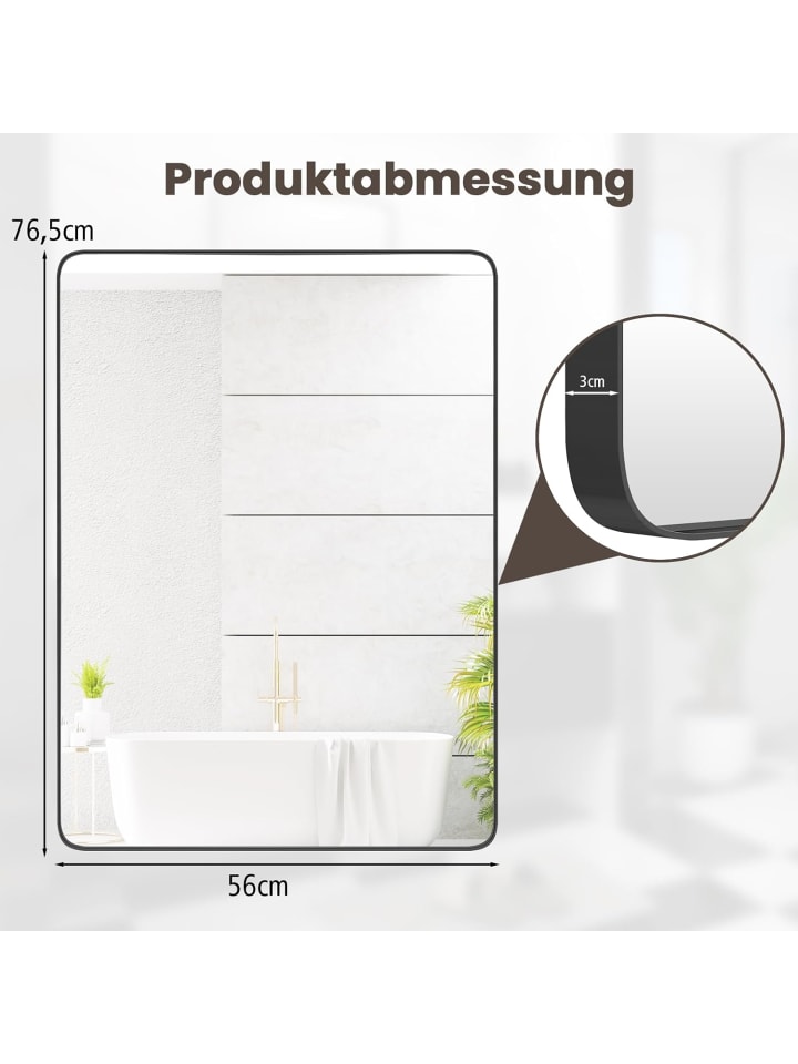 COSTWAY Badspiegel rechteckig 77x56x3cm in Silber günstig kaufen onesize