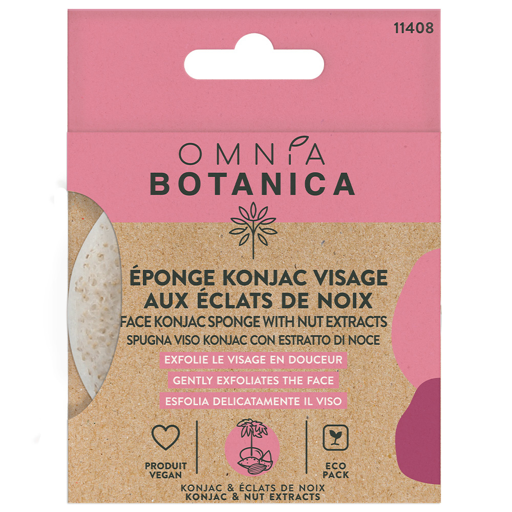 Omnia Botanica EPONGE KONJAC VISAGE EXFOLIANTE AUX NOIX EPONGE VISAGE