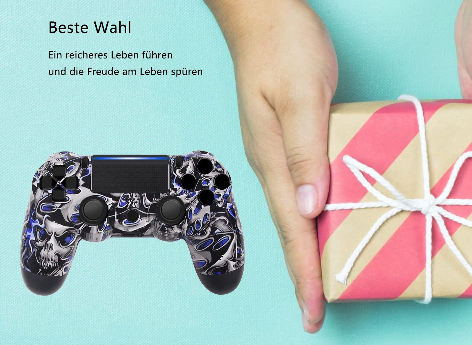 KINSI Wireless Gamepad, Controller, für PS4, Bluetooth, Blau-Todesgeist PlayStation 4-Controller