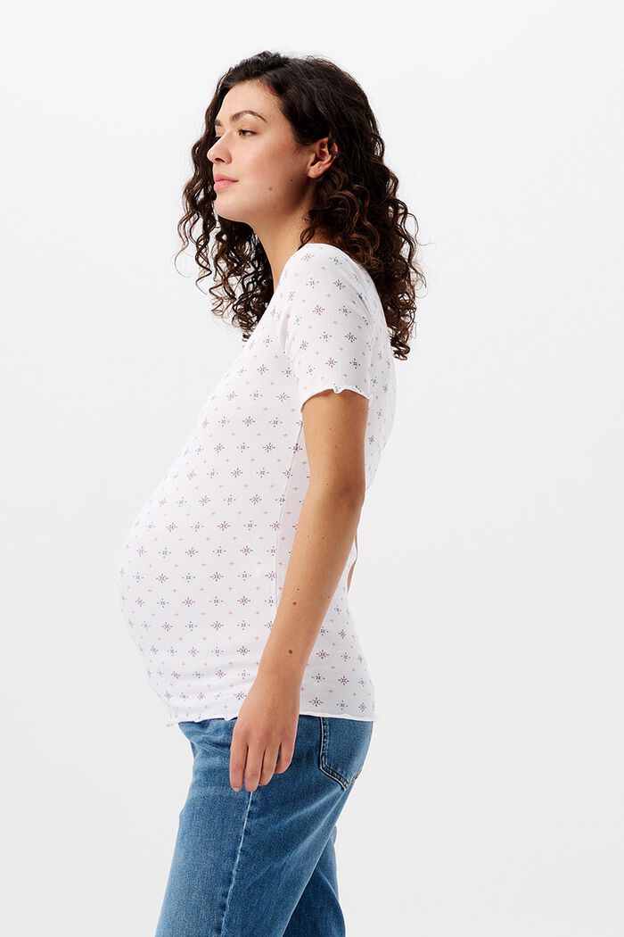 T-Shirt mit V-Ausschnitt und Print, Bio-Baumwolle