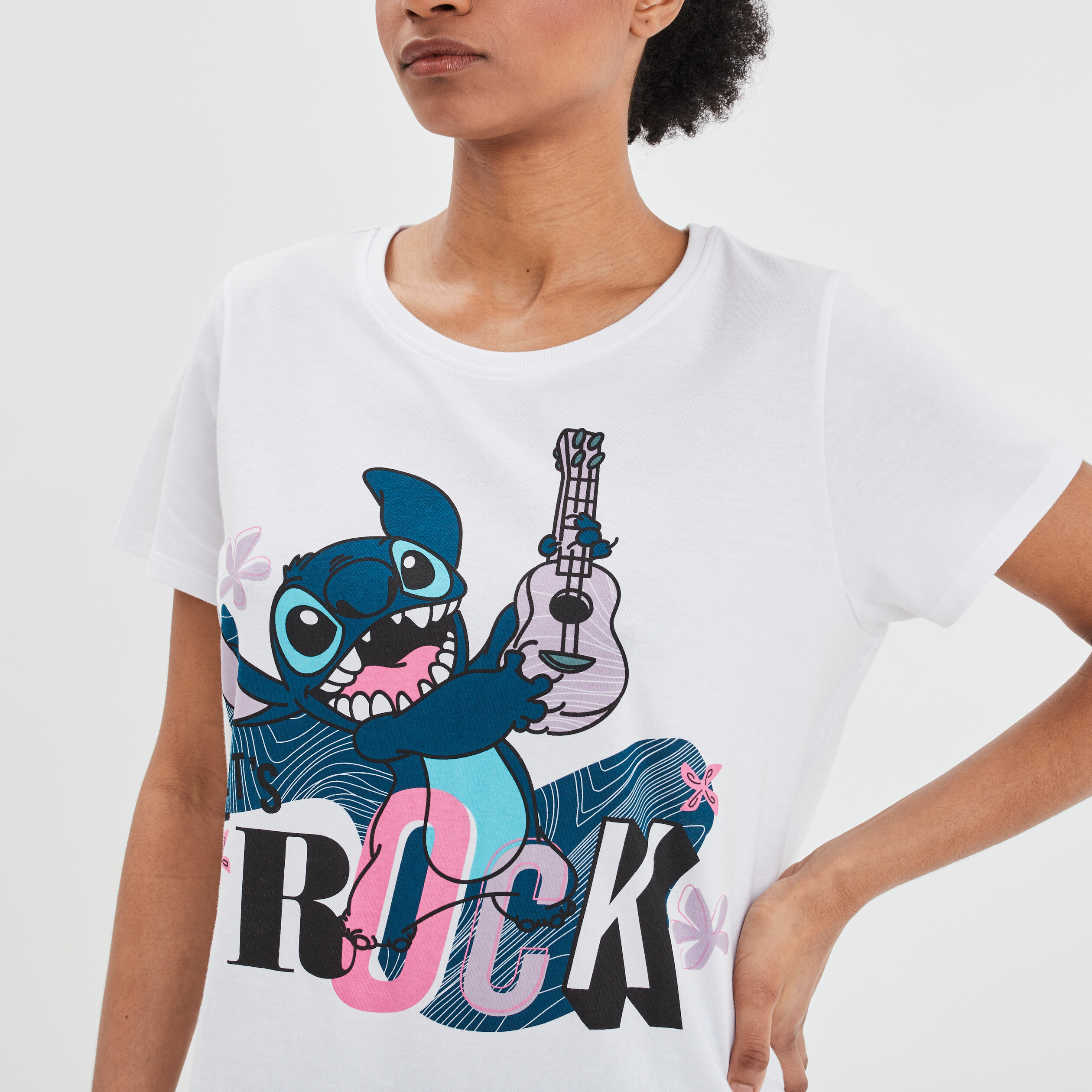 Ensemble pyjama legging Lilo et Stitch blanc femme | La Halle