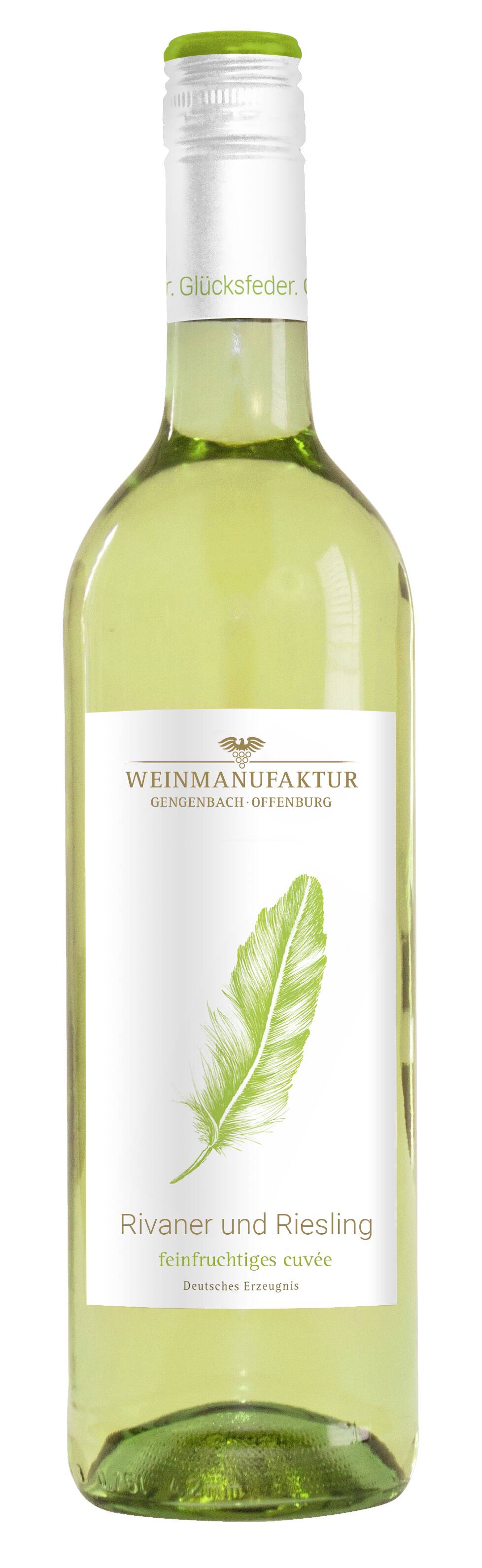 Weinmanufaktur Gengenbach-Offenburg Glücksfeder Rivaner & Riesling Qualitätswein feinfruchtiges Cuveé 0,75L 2021