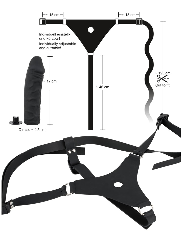 You2Toys Strap-On Silicone Strap-On in schwarz günstig kaufen 17 cm