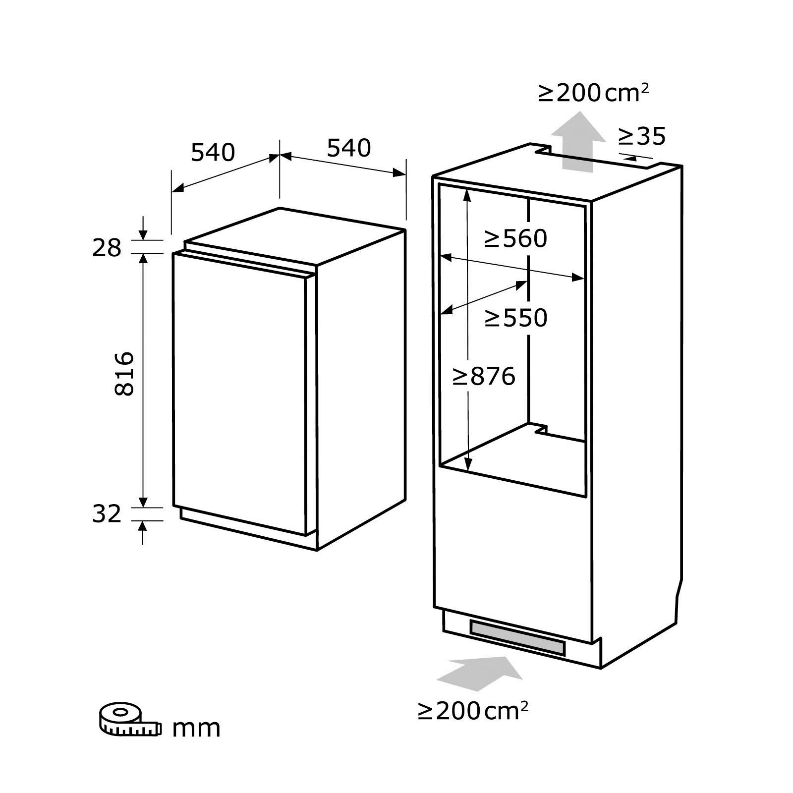 exquisit Einbaukühlschrank EKS131-4-E-040E, 88 cm hoch, 54 cm breit