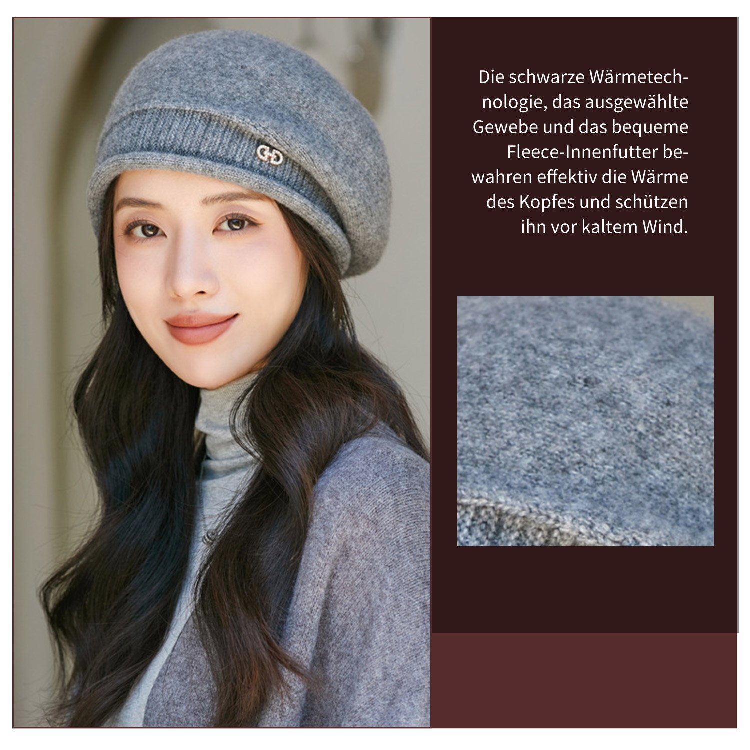 MAGICSHE Baskenmütze Baskenmütze Damen Strickmütze Warm Barett Mütze Wolle