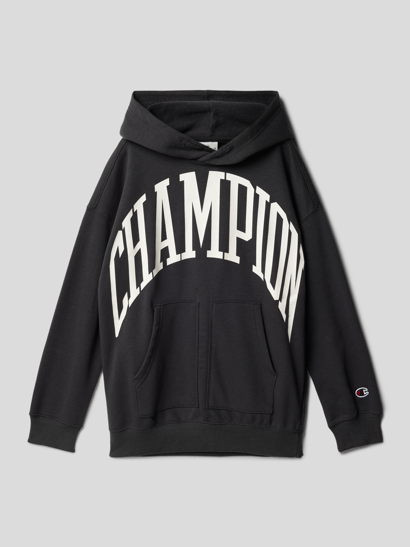 Hoodie mit Label-Print Modell 'Rochester' in graphit