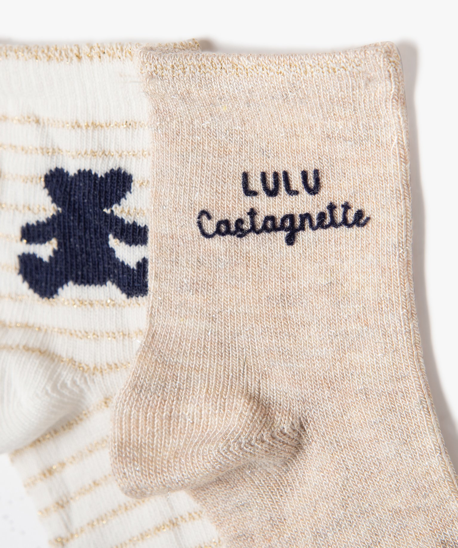 Chaussettes pailletées bébé fille (lot de 2) - LuluCastag... beige | GEMO