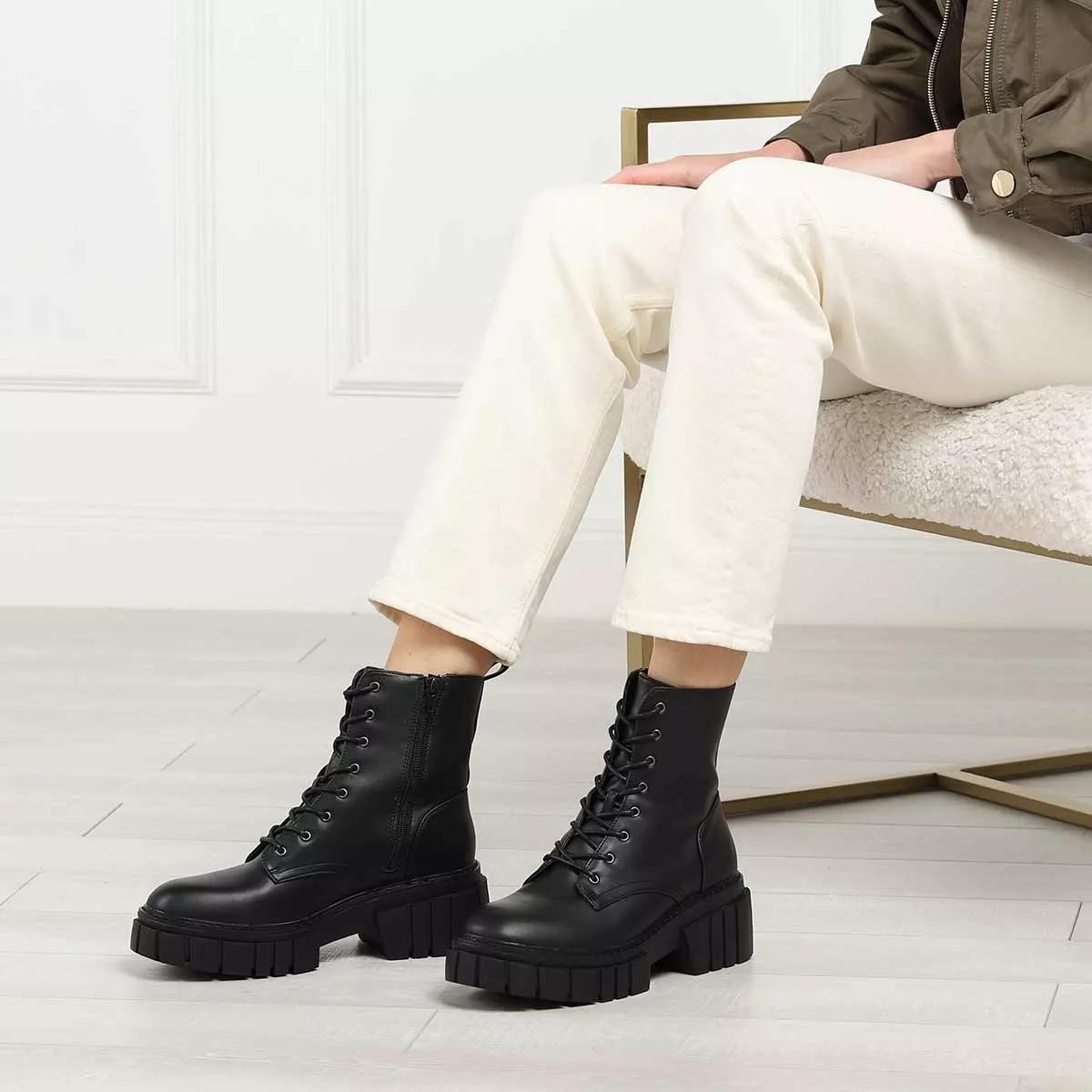 STEVEN MADDEN Stiefeletten schwarz Schnürstiefel