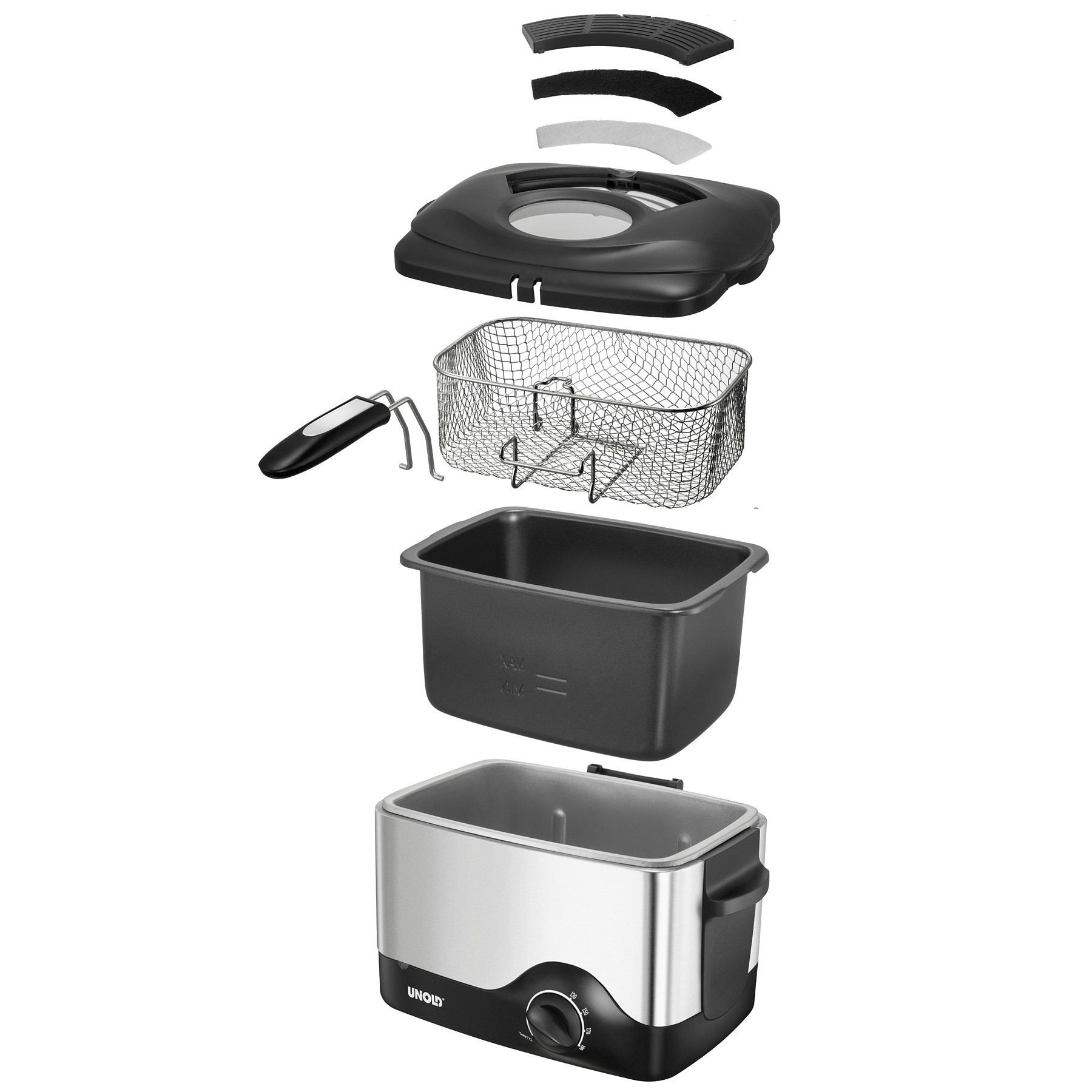 Unold Fritteuse Kompakt 58615, 1200 W, Fassungsvermögen z. B. 0,5 kg Pommes