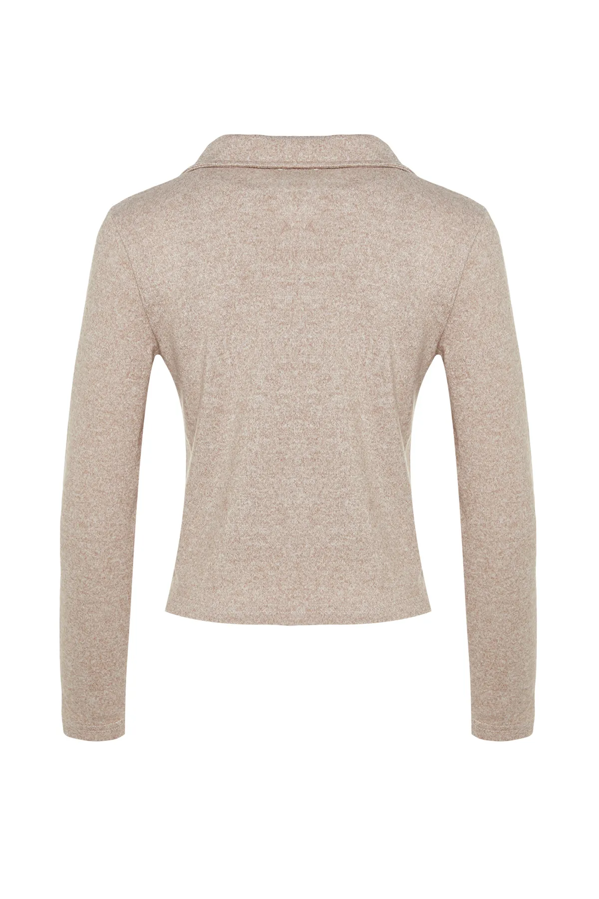 Trendyol Collection  Beiges, 2-teiliges Set aus Unterhemd und Strickjacke mit Hemdkragen und Knopfleiste TWOAW24HI00375