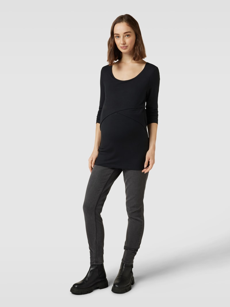 Umstands-Longsleeve in Wickel-Optik Modell 'CAMMA JUNE' in schwarz