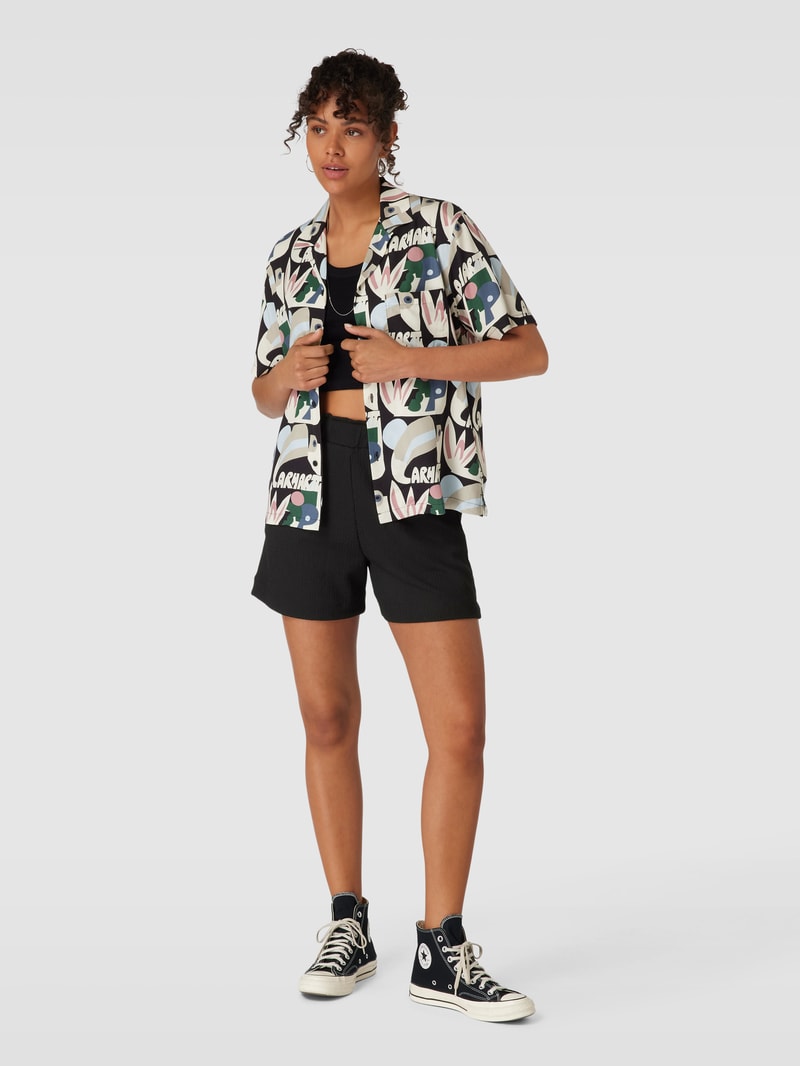 Shorts mit Allover-Muster Modell 'EASY' in schwarz