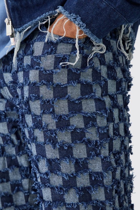 Lockere Jeans mit Schachbrett-Muster