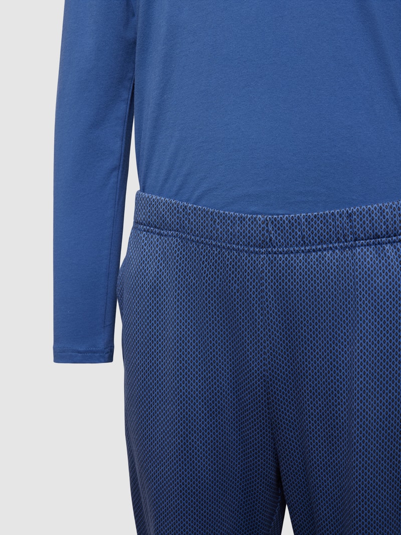 Pyjama mit geripptem Rundhalsausschnitt in rauchblau