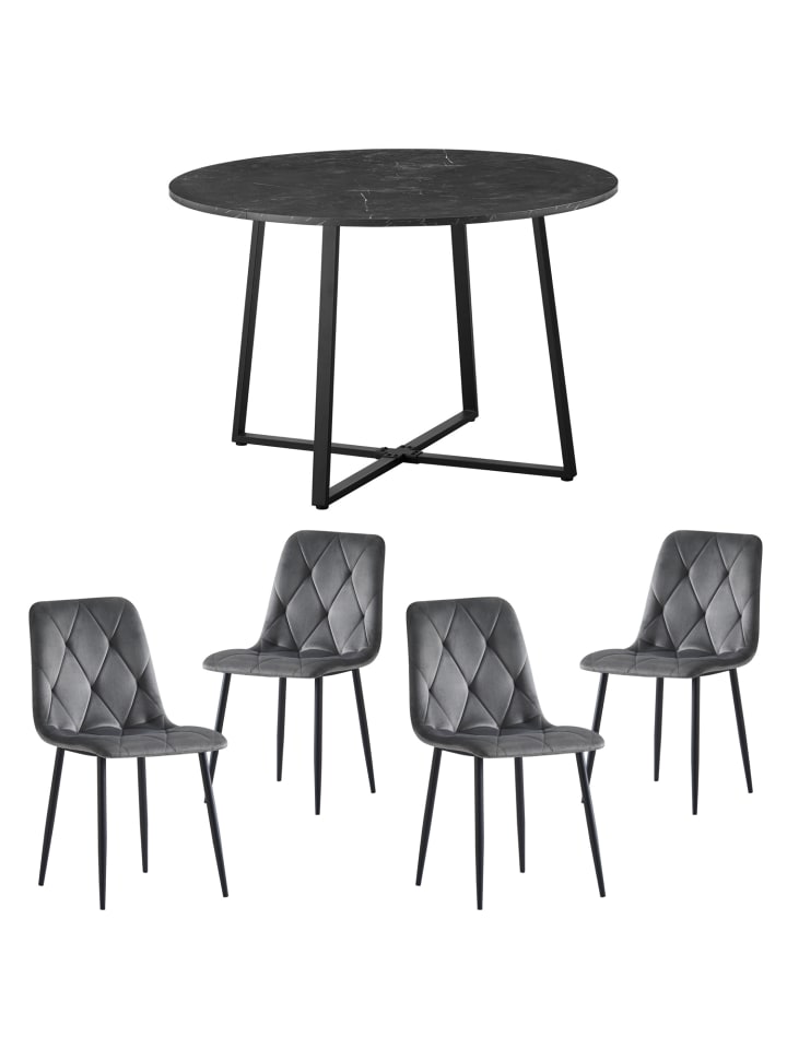 B&D Home 5-tlg. Set: Essgruppe Edda in Marmor günstig kaufen onesize