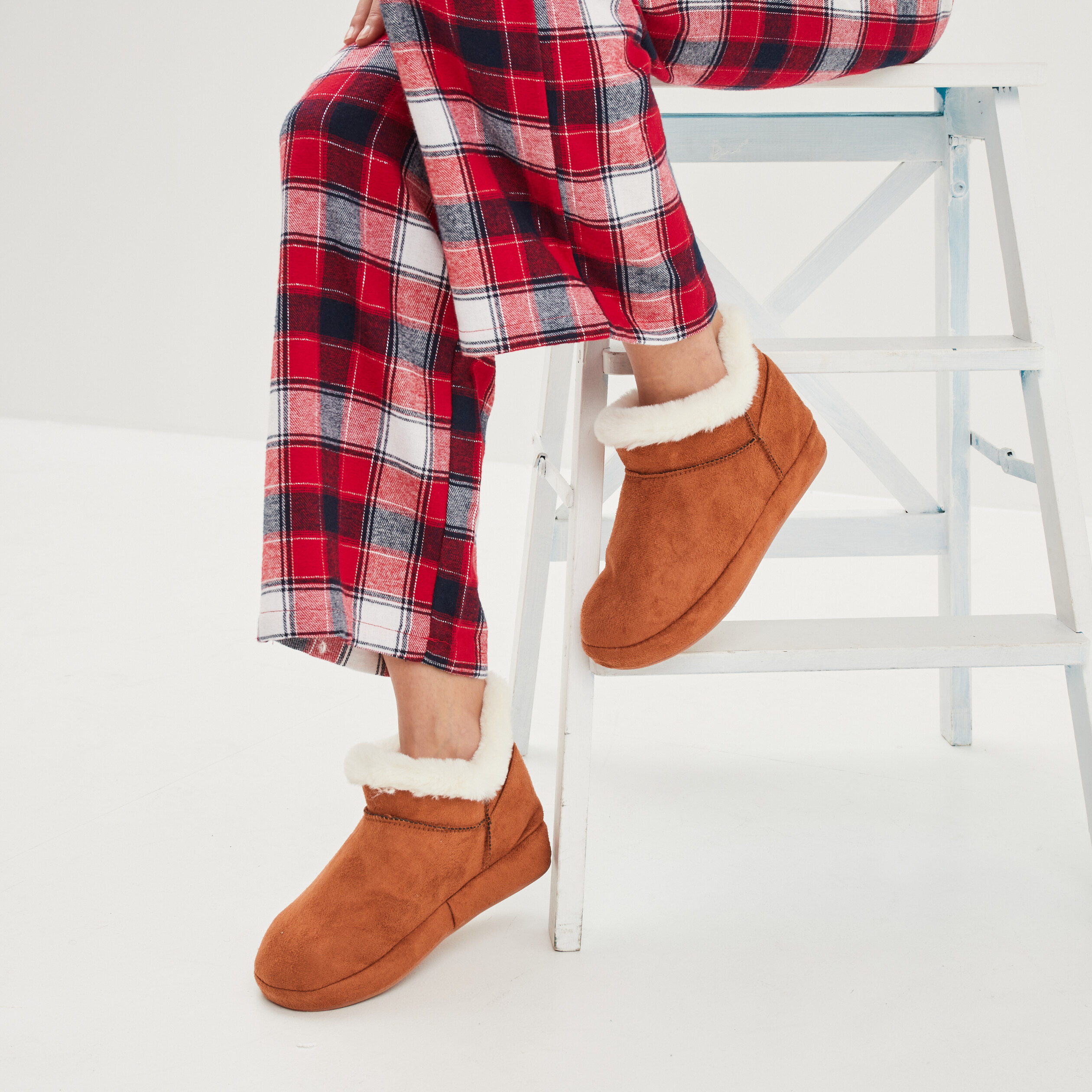Chaussons bottines fourrés camel femme | La Halle