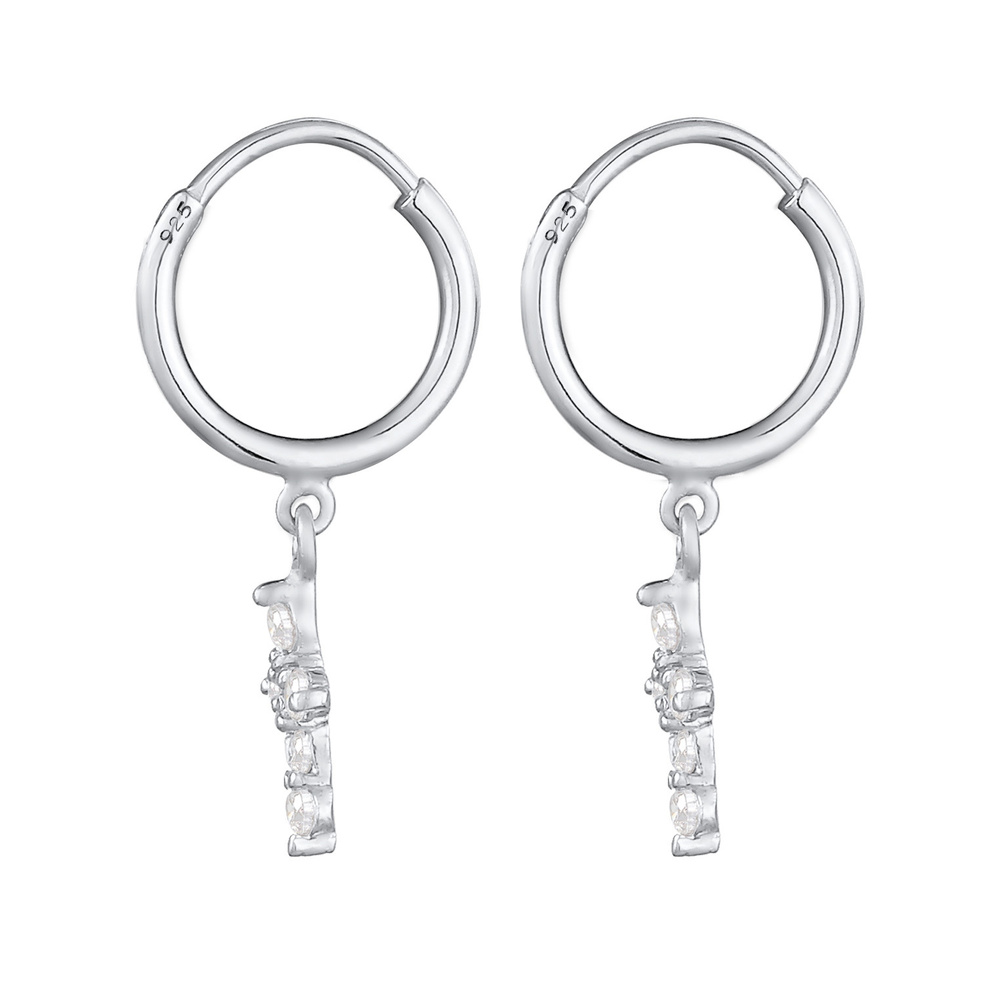 Elli Elli Boucles d'Oreilles Créoles pendentif femme croix avec cristaux zirconium en  Boucles d'oreilles