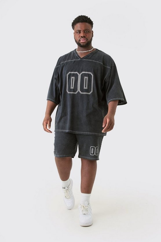 Plus Fußball T-Shirt & Shorts mit Kontrast-Naht