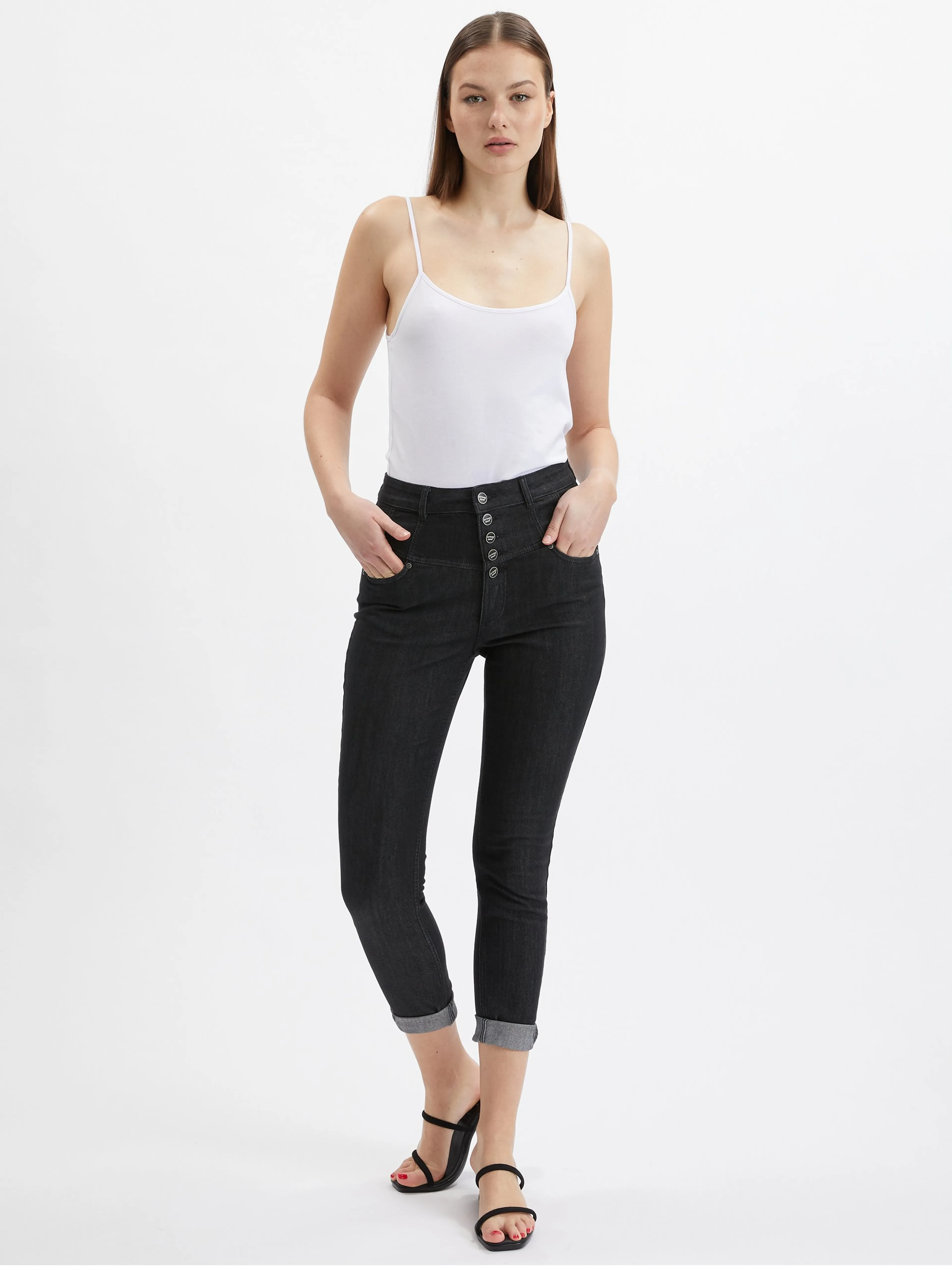 Set aus drei Damen-Basic-T-Shirts in Weiß, Beige und Schwarz ORSAY