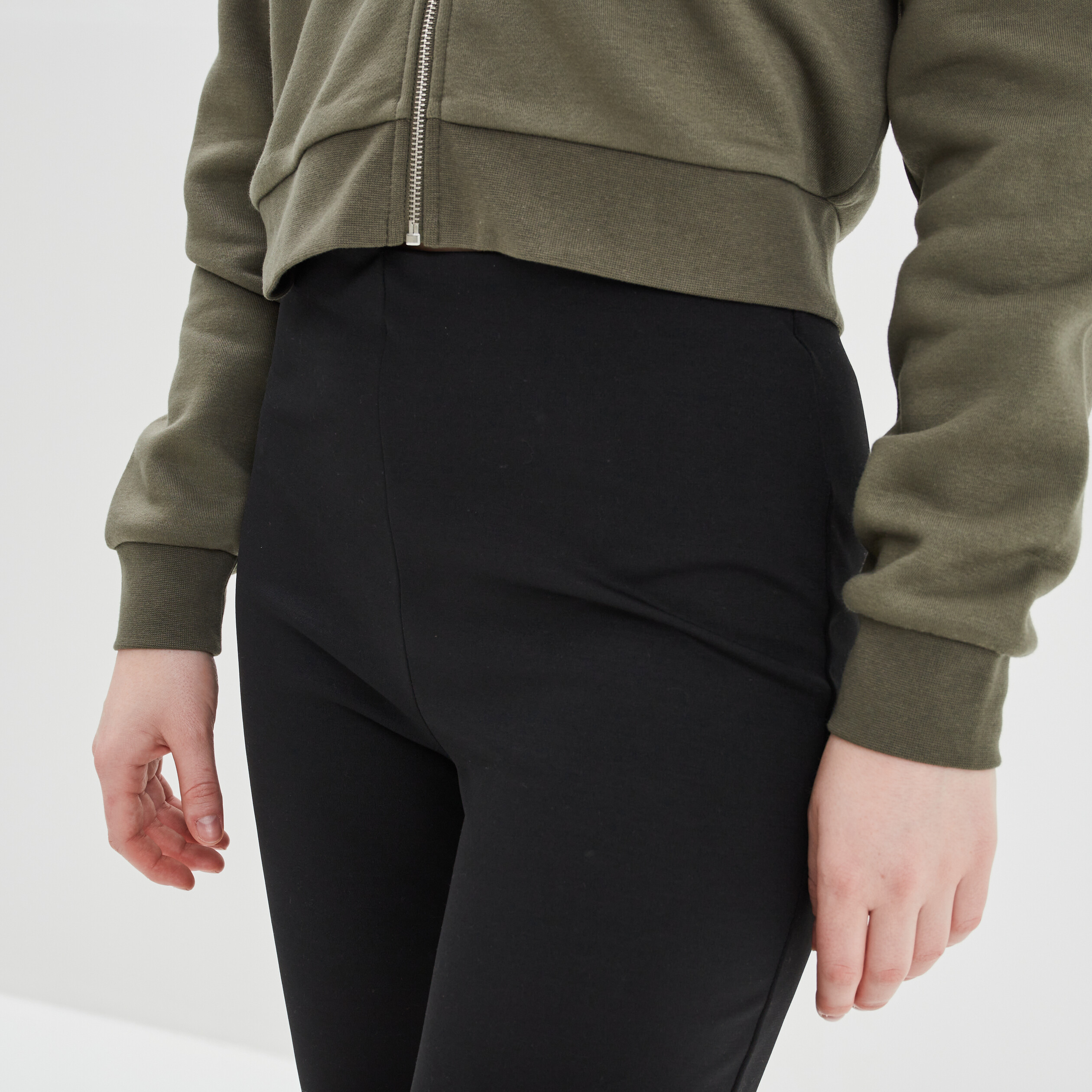 Pantalon flare taille haute élastiquée noir femme | La Halle