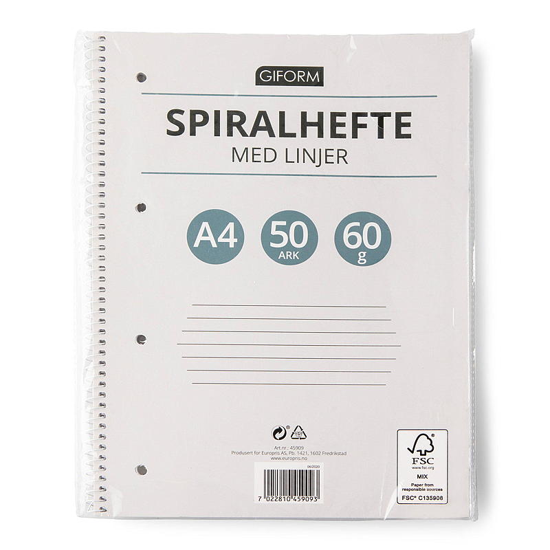 Giform Spiralhefte A4 50 ark, linjert