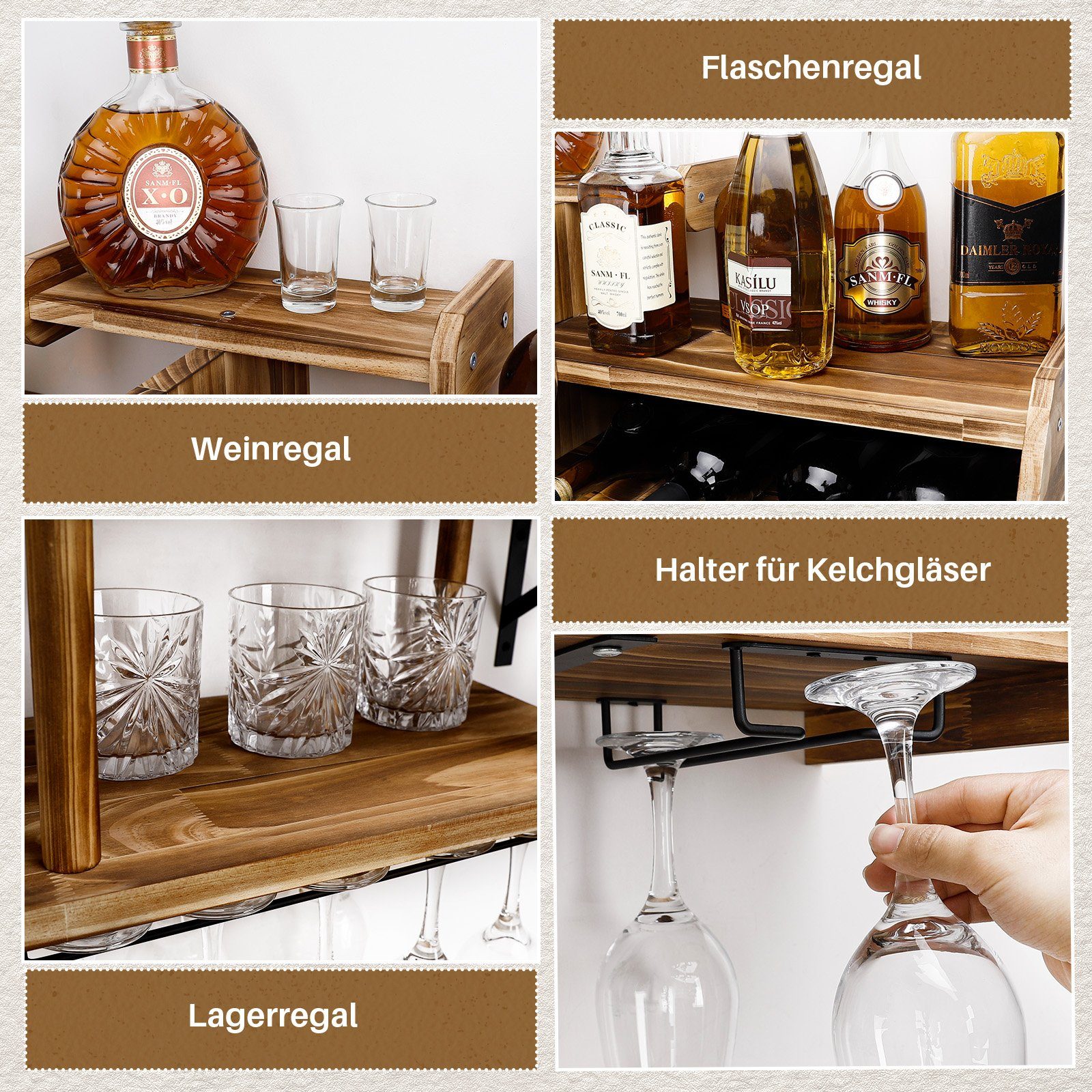 Yorbay Weinregal Weinregal aus Holz, Wandbar mit Korkhalter, Flugzeug-förmig, Holzregal für Weingläser, Whiskygläser, Wandmontage Wand Flaschenhalter Vintage Stil für Hausbar