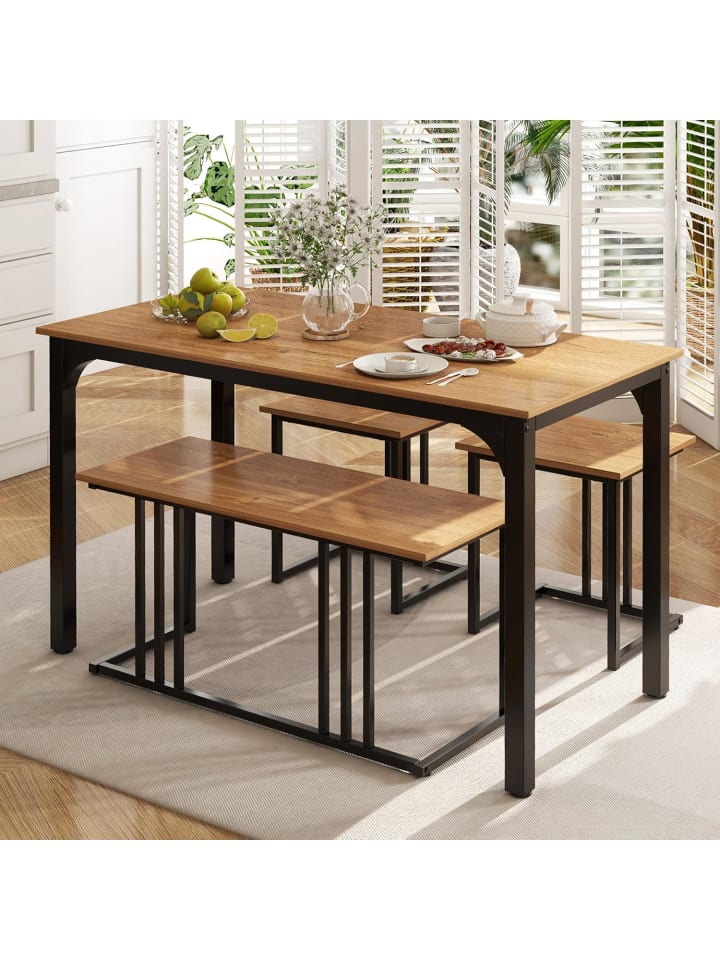 COSTWAY Esstisch 4er Set in Hellbraun günstig kaufen onesize