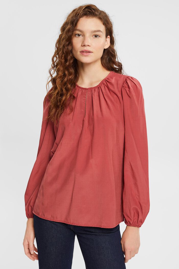 Bluse mit Keyhole-Detail, LENZING™ ECOVERO™