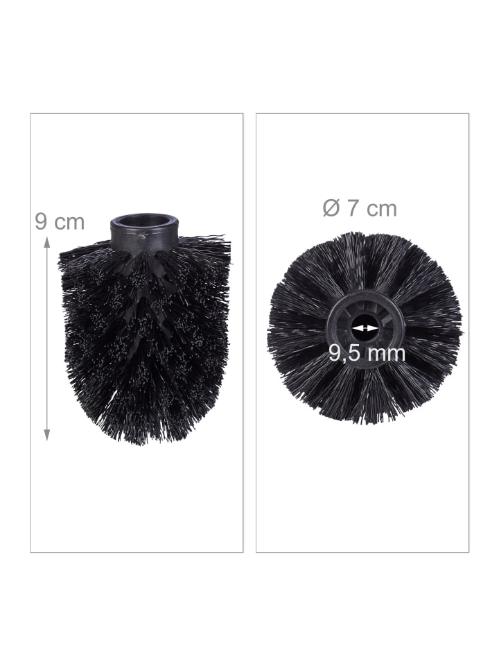 relaxdays 5x Bürstenkopf in Schwarz Gewinde Ø 9,5mm günstig kaufen onesize