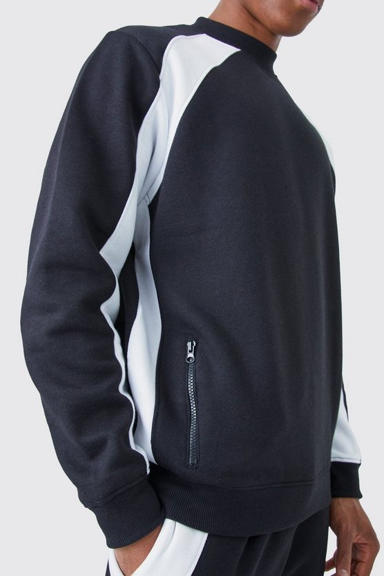 Colorblock Sweatshirt-Trainingsanzug mit Reißverschluss-Detail