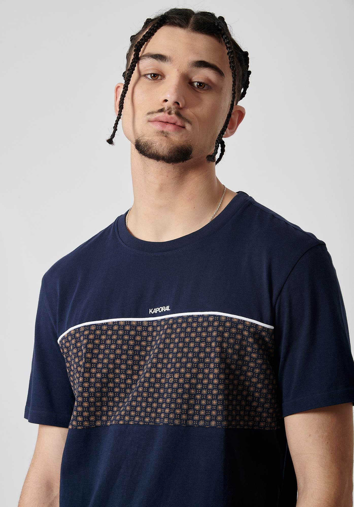 NIKI   T-shirt bleu marine homme 100% coton