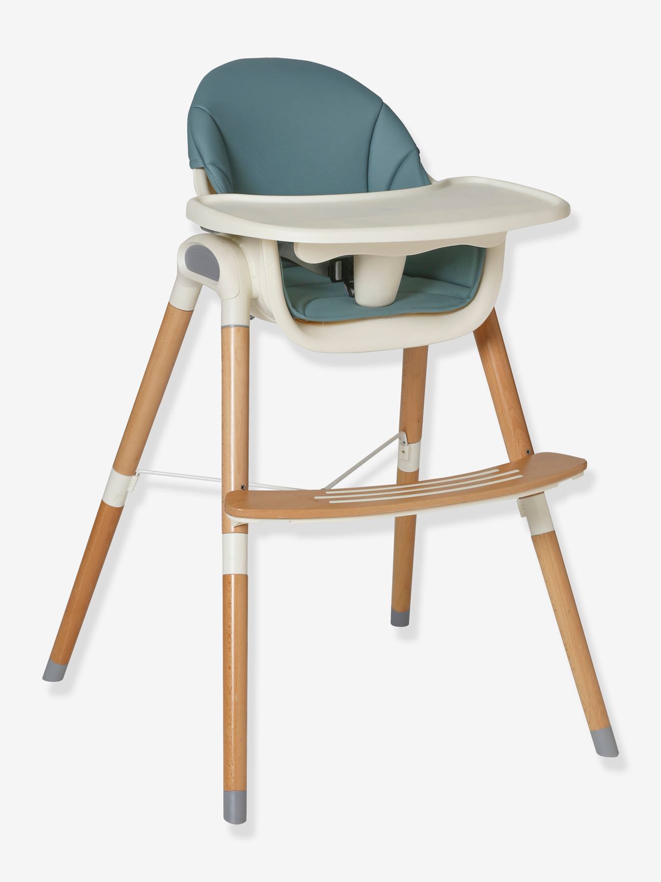 Chaise haute évolutive 2 hauteurs vertbaudet High & Low gris/bois