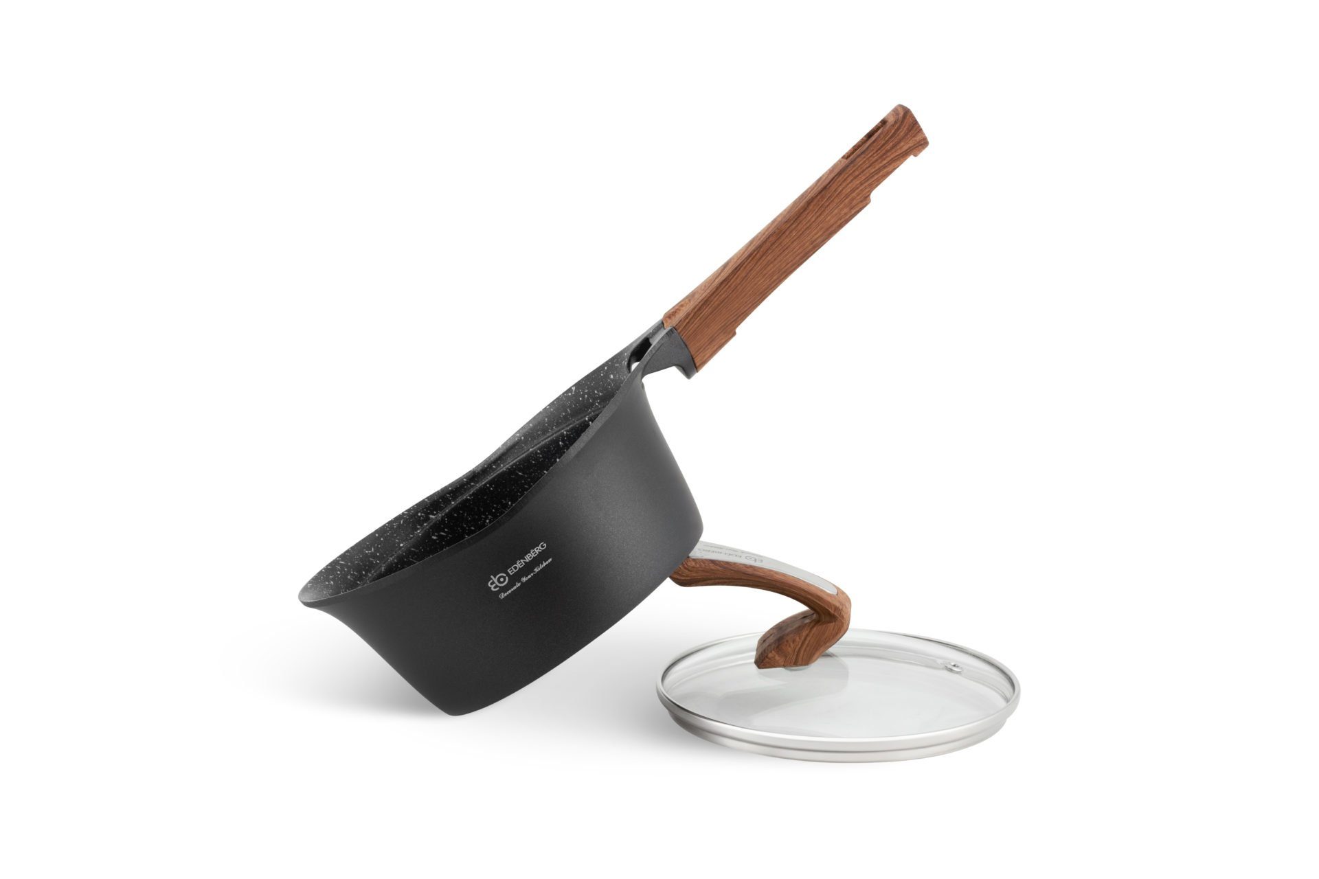 Edenberg Topf-Set Modernes Topfset, schwarze Töpfe, braune Griffe, Pfanne, Kasserolle, Aluminium, Keramik (15-tlg., Zeitloses Design des Topfsets. Eine ideale Geschenkidee)