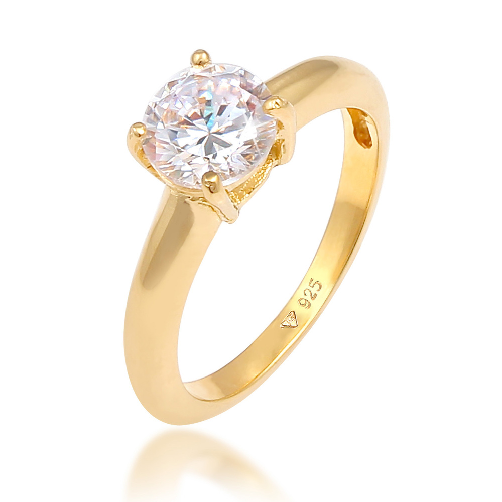 Elli Elli Bague Femmes Solitaire Classique avec cristal de zirconium en argent sterlin Bague