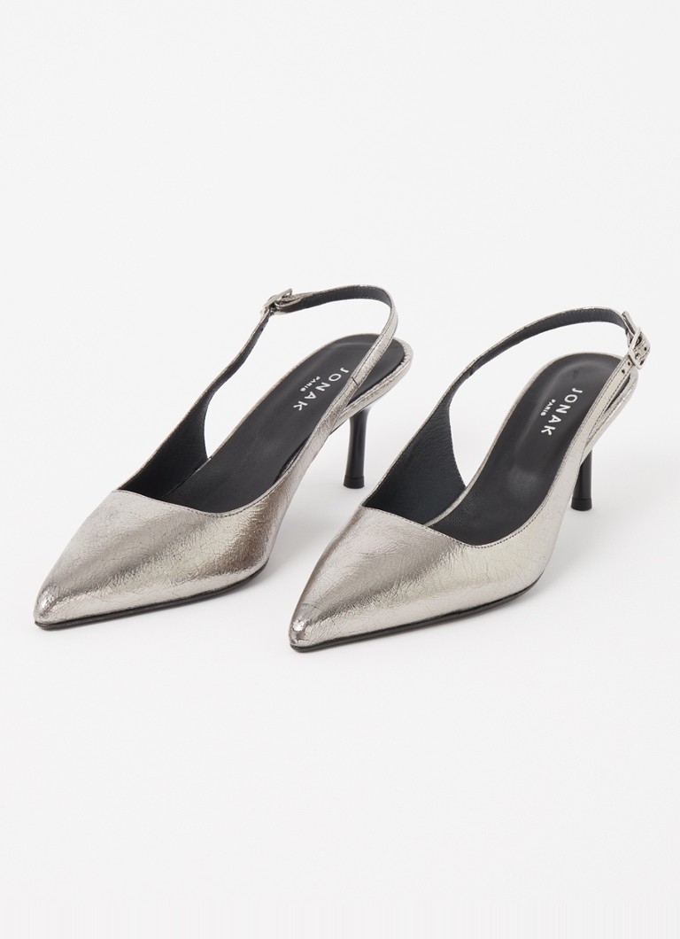 Jonak Diamantus leather slingback with metallic finish