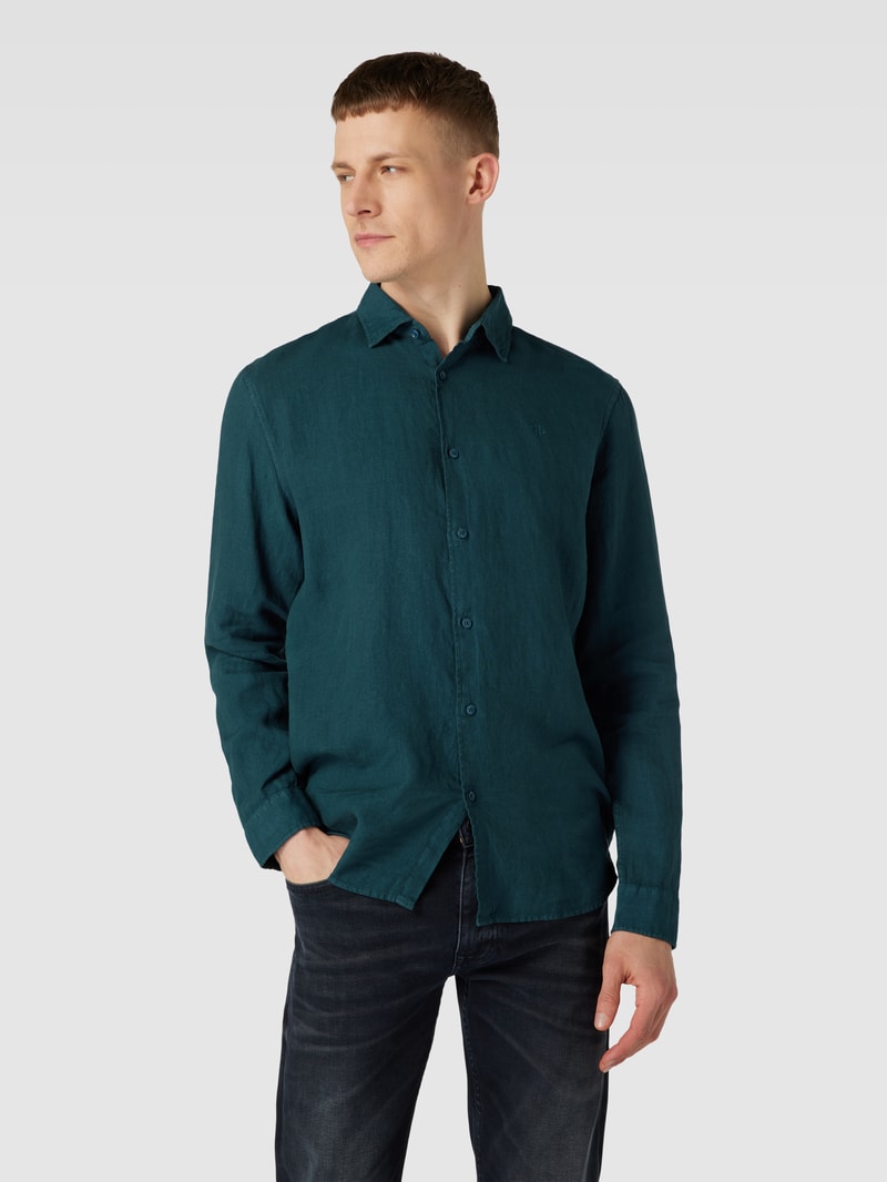 Freizeithemd mit Label-Stitching in petrol