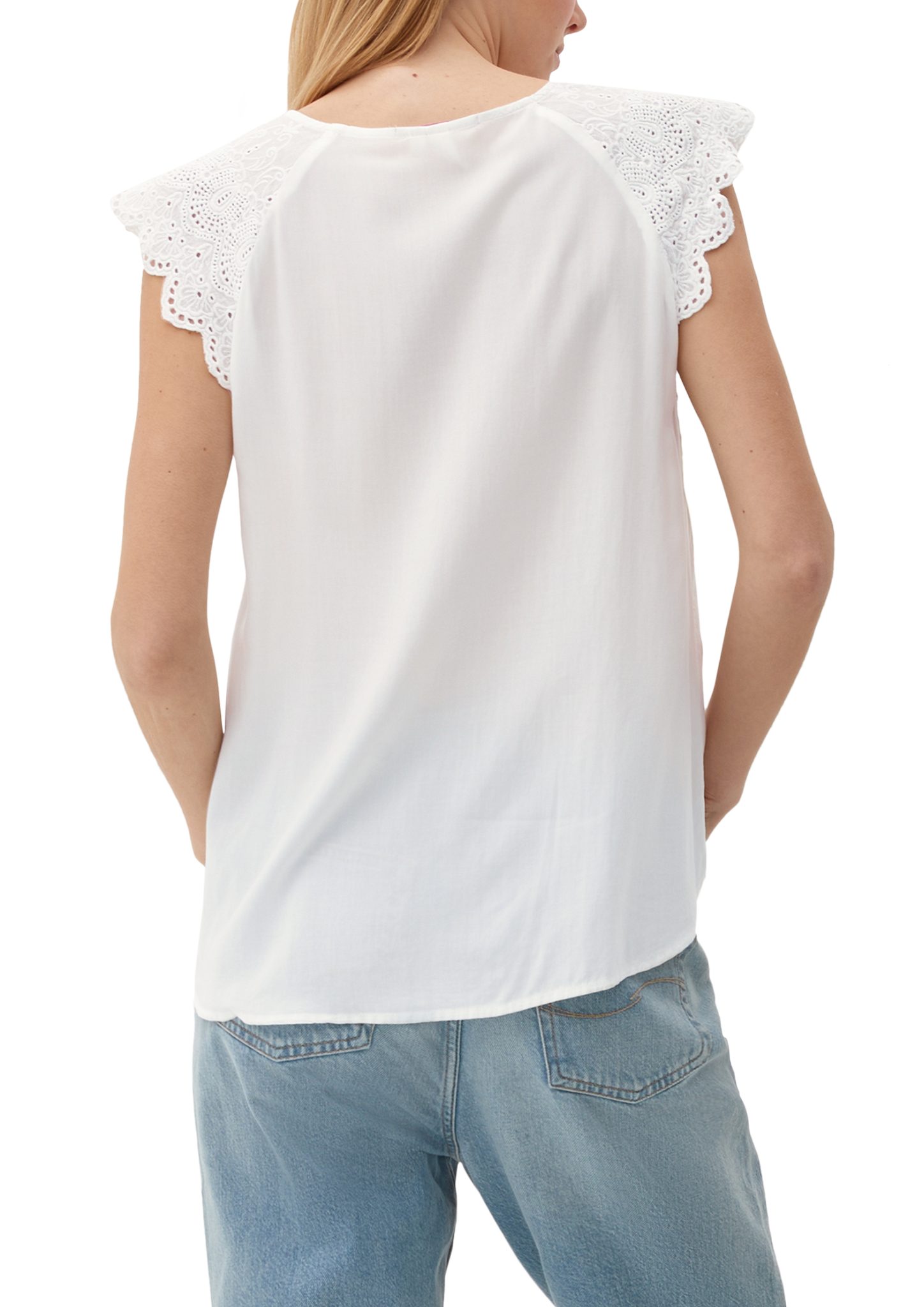 QS Blusentop Bluse mit Broderie Anglaise